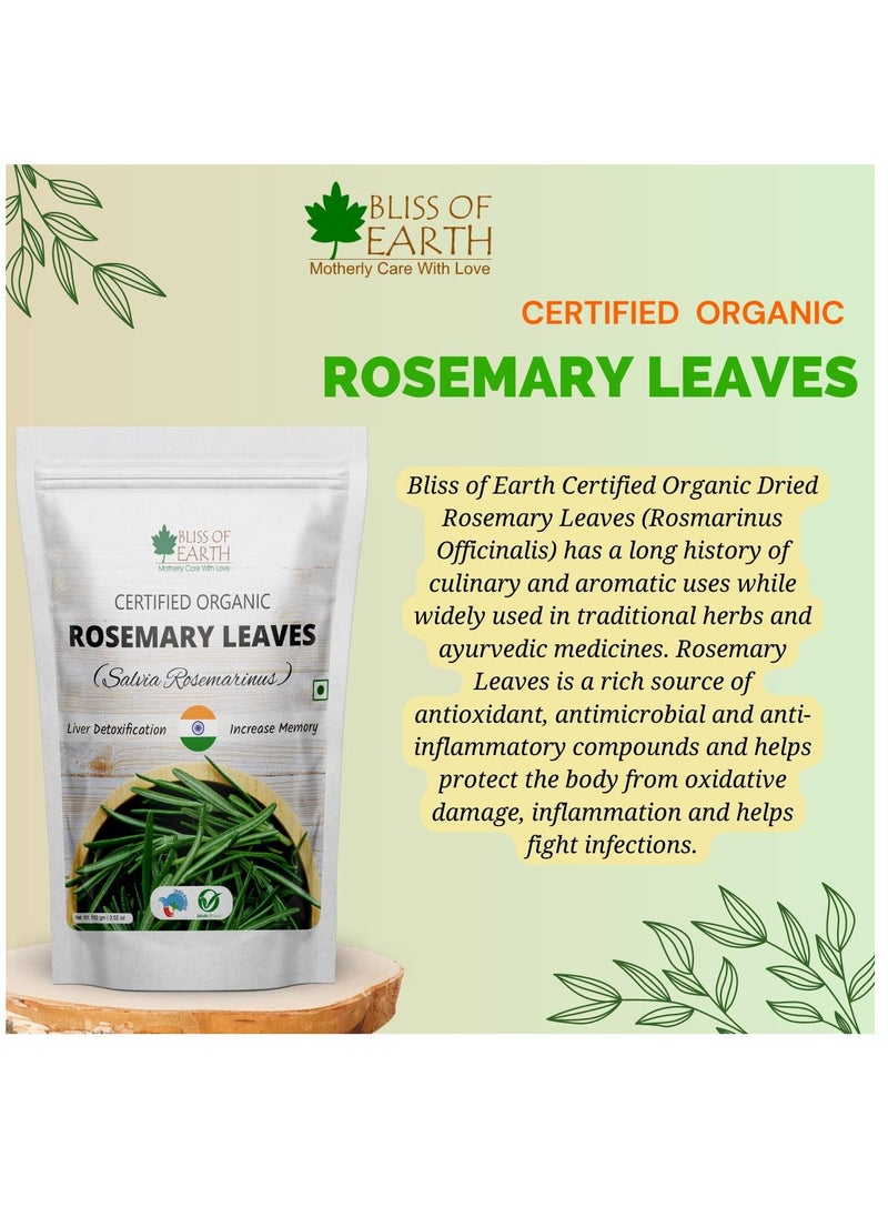 BLISS OF EARTH Dried Rosemary Leaves Certified Organic Rosmarinus Officinalis Great for Tea, Cooking, Hair & Memory 100GM  - Image 4