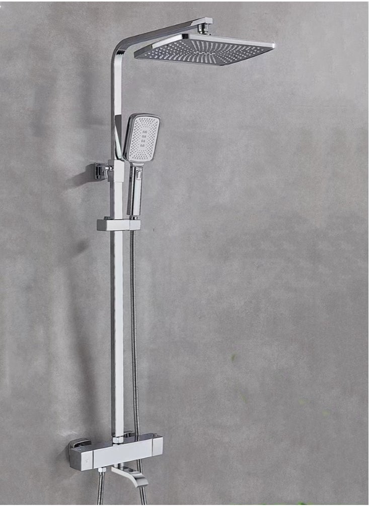 Kutis 1-Set Shower System Triple Function Bathroom Shower Faucet Rainfall Shower Head with Handheld Adjustable Complete Set Tub Spout Wall Mount Tap Set Silver  - Image 3