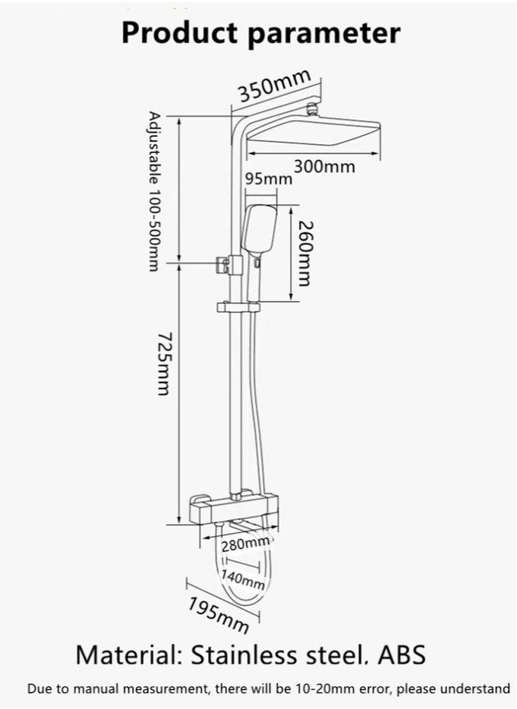 Kutis - 1-Set Shower System Triple Function Bathroom Shower Faucet Rainfall Shower Head with Handheld Adjustable Complete Set Tub Spout Wall Mount Tap Set Silver - Image 1
