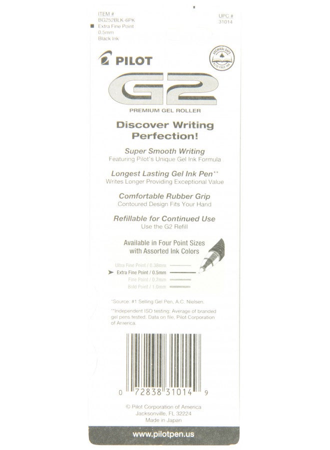 Pilot, G2 Premium Gel Roller Pens, Extra Fine Point 0.5 mm, Pack of 2, Black - Image 2