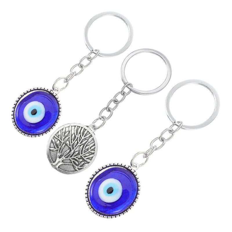 Blue Evil Eye Keychain Charm 3 Pcs Set Lightweight Pendant for Bags - Image 2