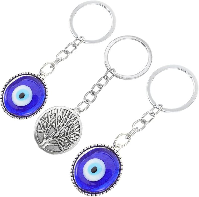 Blue Evil Eye Keychain Charm 3 Pcs Set Lightweight Pendant for Bags - Image 1