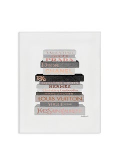Stupell Industries Stupell Industries Neutral Grey and Rose Gold Fashion Bookstack Canvas Wall Art, 16x20, Gray  - Image 1
