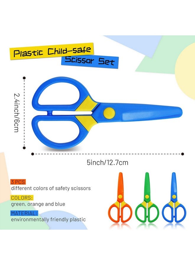 JIALEEY Plastic Child-Safe Scissor Set, Toddlers Training Scissors, Pre-School Training Scissors and Children Art Supplies（3pcs） Multicolored - Image 2
