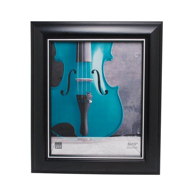 HUNTER SIMPLE SLEEK DECORATIVE PLASTIC ENGINEERED WOOD WALL TABLETOP PICTURE FRAME FOR HOME ROOM OFFICE 8 X 10 BLACK