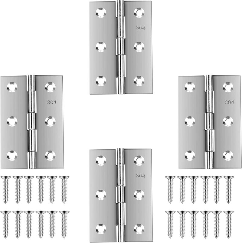 QANQIUPLE Stainless Steel 3 Inch Folding Butt Hinges for Furniture Door Window Case Lid and Wooden Box Chest, Pack of 4 - Image 1