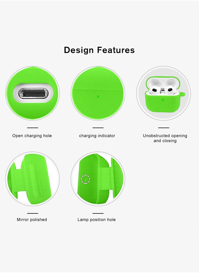 CATANES - Shockproof Case For Airpod Pro Silicone Protective Case Shockproof Case Ultra Slim Cover with Keychain Carabiner Neon Green - Image 1