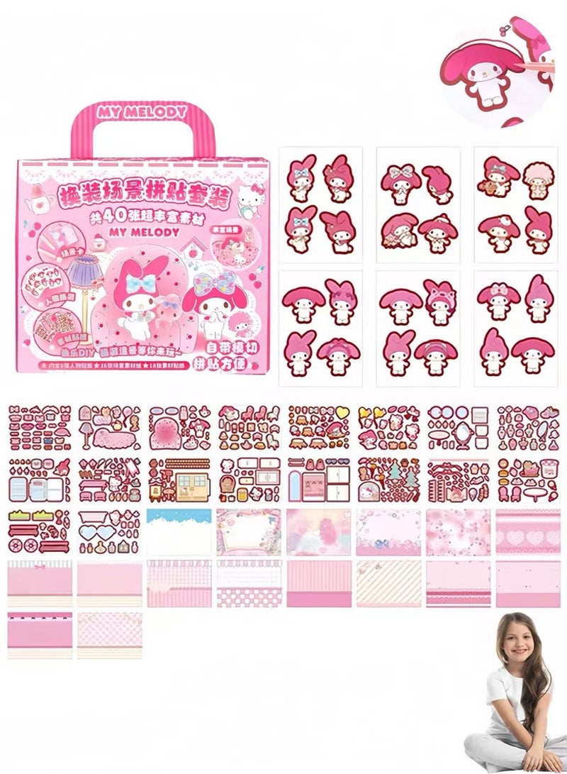 Organizer Colorful Character Sticker Minibook, Deco Stickers for Various uses, Unique Sticker Book, Ideal for Scrapbooking (Pink) - Image 1