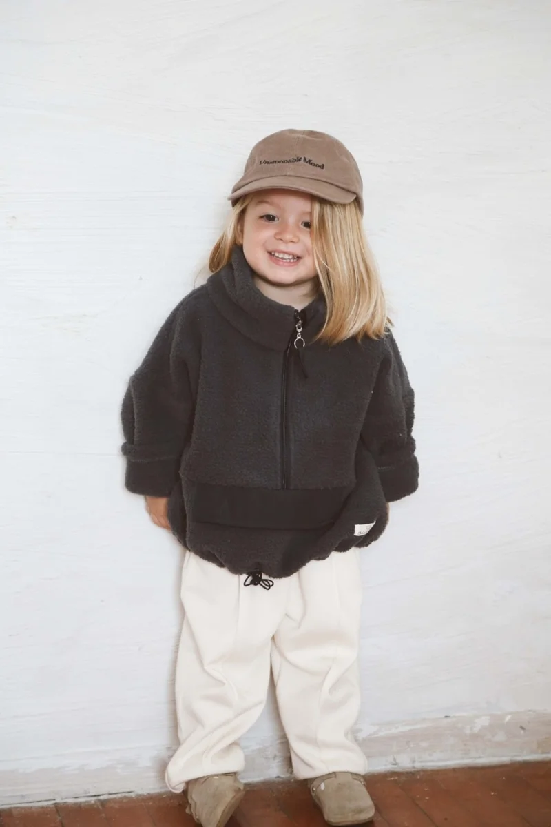 Ohlala Koala Indigo Wellsoft Half Zipper Kids Jacket