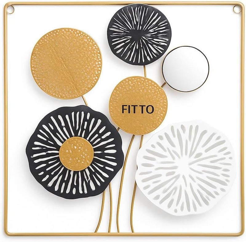 Fitto Symmetrical Square Metal Wall Art 45x45cm Modern Home Decor - Image 1