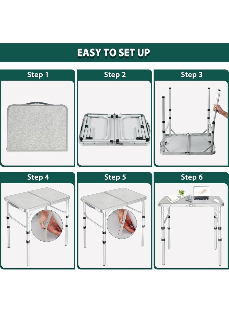 ايرس طاولة قابلة للطي مدمجة - طاولة تخييم خفيفة الوزن محمولة من الألومنيوم مع ارتفاع قابل للتعديل - طاولة قابلة للطي للاستخدام الداخلي والخارجي، والنزهات، والسفر، والشواء، والتخييم - Image 3