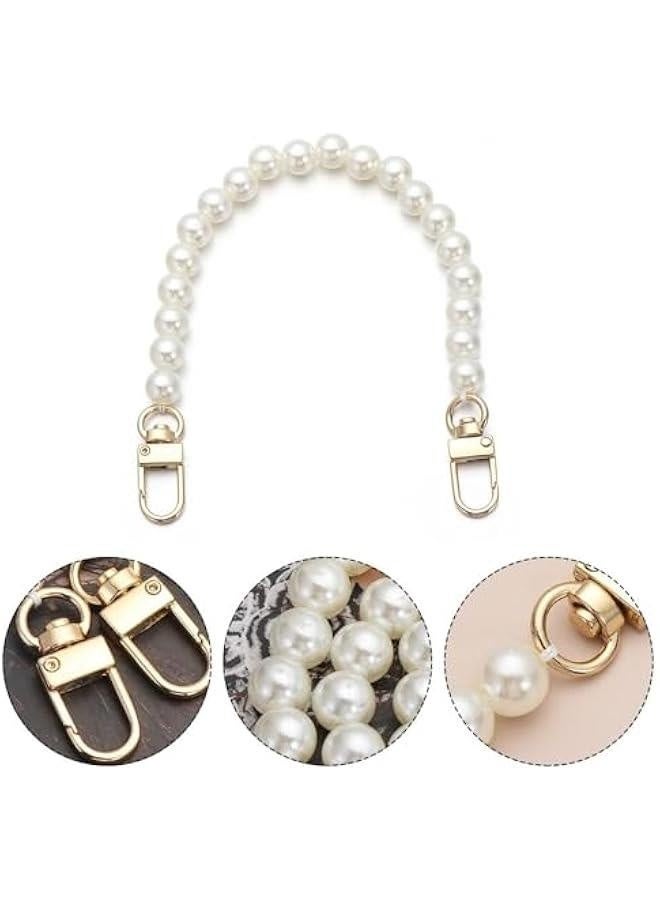 4Pcs Imitation Pearl Beads 4 Sizes Short Long Handle Shoulder Cross Body Handbag Chains Purse Chain Strap Faux Pearl Strap with Metal Buckles(white)  - Image 5