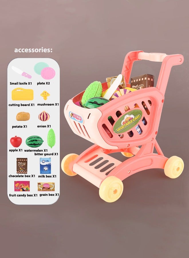 Simulated shopping cart toys, children's trolley toys, shopping cart simulators, fun accessories, perfect choice for toys and role playing, children's toys (pink) - Image 3