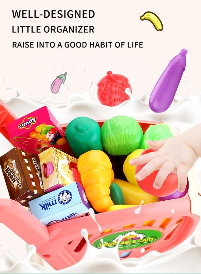 Simulated shopping cart toys, children's trolley toys, shopping cart simulators, fun accessories, perfect choice for toys and role playing, children's toys (pink) - Image 4