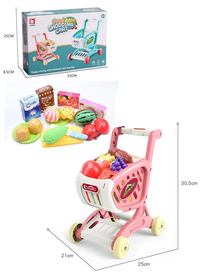 Simulated shopping cart toys, children's trolley toys, shopping cart simulators, fun accessories, perfect choice for toys and role playing, children's toys (pink) - Image 2
