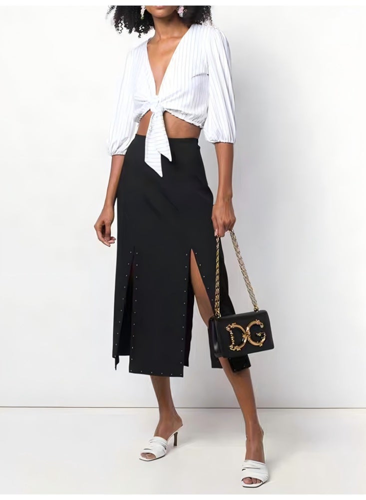 D&G black leather crossbody bag with gold DG logo, women's chain small square bag, box shoulder bag - Image 2