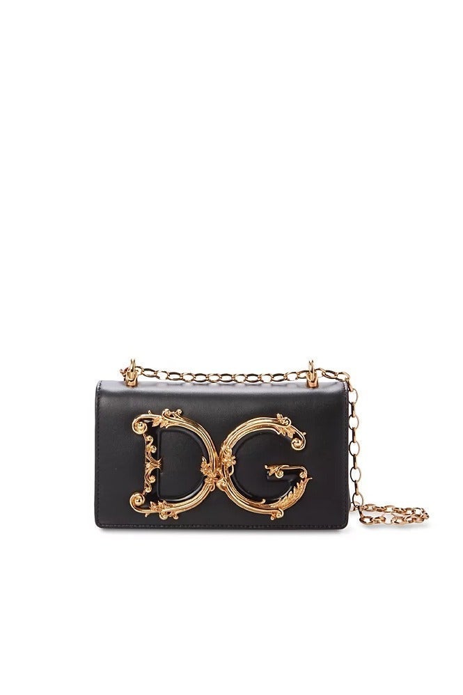 D&G black leather crossbody bag with gold DG logo, women's chain small square bag, box shoulder bag - Image 3