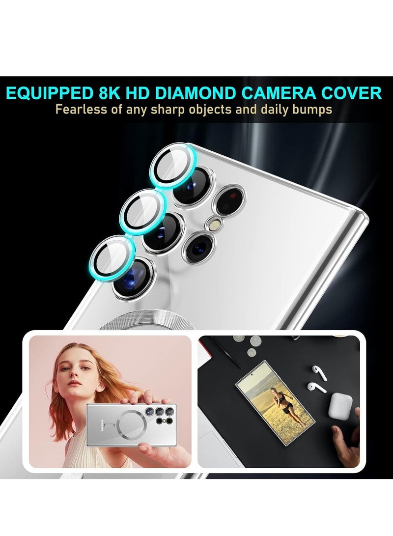 DUSALA Case Compatible with Samsung Galaxy S25 Ultra 6.8" | Clear Magnetic Case for Wireless Charging | Shockproof Camera Protection | Soft TPU Bumper Cover | Scratch-Resistant & Slim Fit | Anti-Yellowing Transparent Design Silver - Image 4