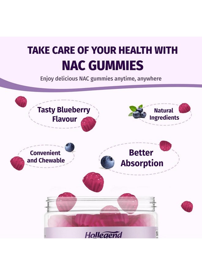 Hollegend 6 في 1 حلوى ن-أسيتيل سيستين، مكمل قابل للمضغ 1000 ملغ للأطفال والبالغين، مع ALA، زنك، فيتامين C وE، سيلينيوم، يدعم مضادات الأكسدة والجهاز المناعي، بنكهة التوت، خالي من السكر، 60 حبة - Image 4