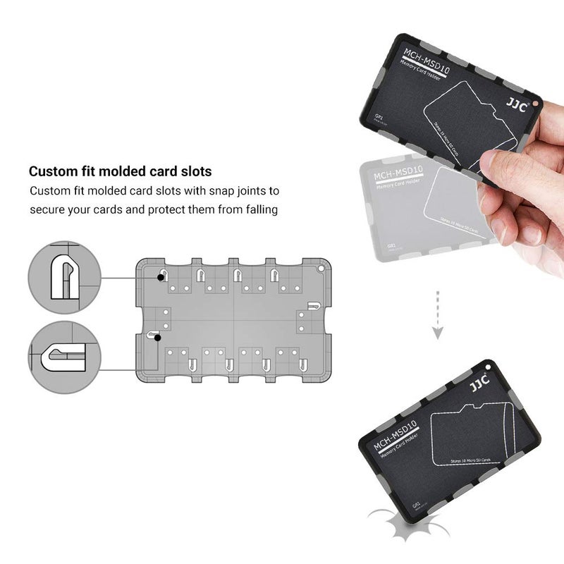 JJC 10 Slots Micro SD Card Case Holder Storage Organizer, Ultra Slim Credit Card Size Lightweight Portable TF MSD Memory Card Storage - Image 5