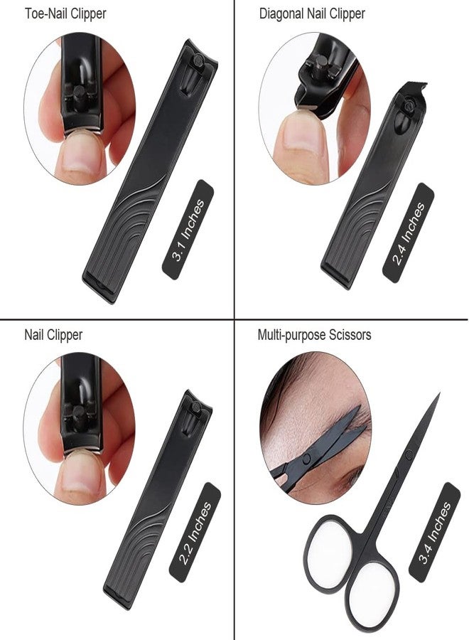 ZIZZON Travel Mini Manicure set Nail Clipper set 10 in 1 Stainless Steel Pedicure Care Grooming kit with Case(Black/Yellow) - Image 4