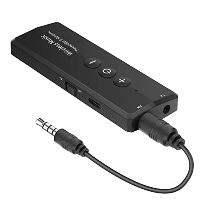 TV and car stereo use, ABS plastic, black, Bluetooth 5.0 3-in-1 transmitter with rechargeable battery - Image 1
