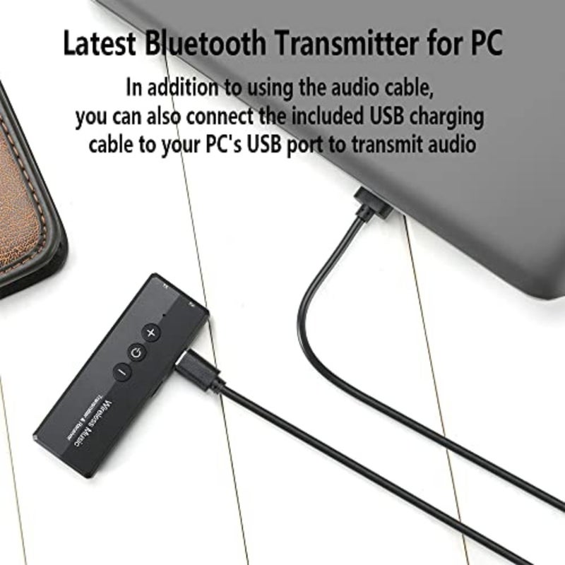 TV and car stereo use, ABS plastic, black, Bluetooth 5.0 3-in-1 transmitter with rechargeable battery - Image 3