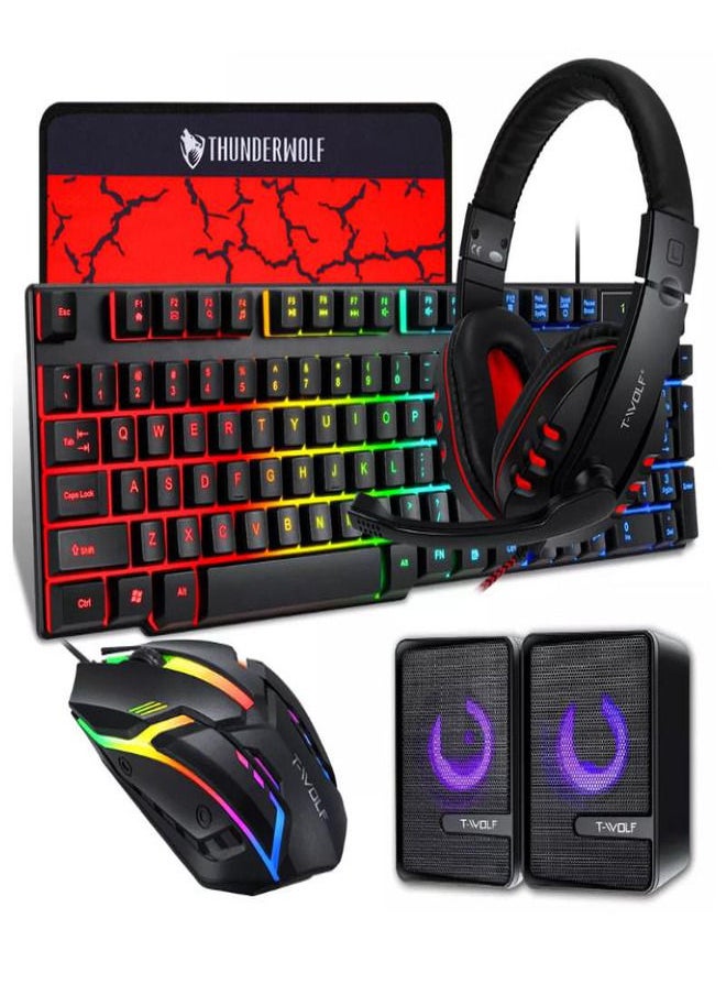 T-WOLF - TF800 4 In 1 Gaming Combo Mouse Keyboard Mouse Pad Headset - Image 1