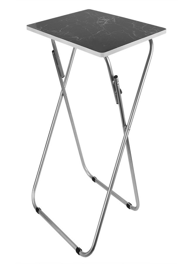 Home Basics Multi-Purpose Sturdy and Durable Decorative Bedside Laptop Snack Cocktails TV Folding Table Tray Desk Bedside Laptop Snacks Black Marble 15 in x 19 in x 25.75 in - Image 1
