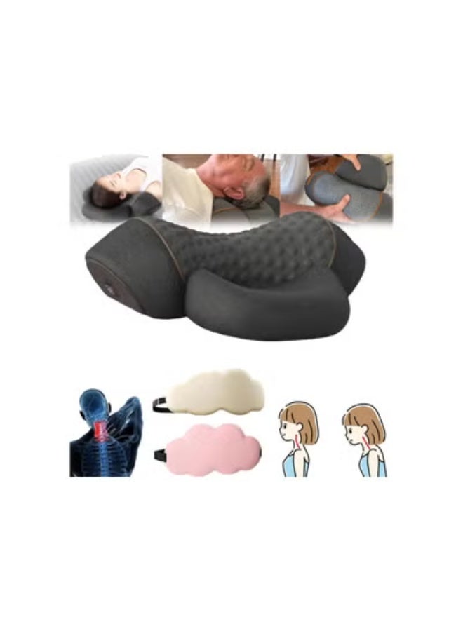 klarako 3-in-1 Neck Massage Pillow, Neck Massager Pillow,Deep Tissue 3D Kneading, with Traction for Sleep Aid, Memory Foam for Neck Stretcher Massage Relaxer with Eye Mask (Black) - Image 1