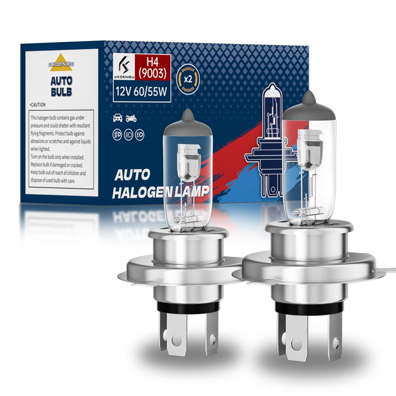 OKOENIEO 9003/H4 Halogen Headlight Bulb, 12V 55W Head Lamps, 4000 Lumens, 3800Kï¼ŒH4 Head Light Bulbs for Car, High and Low Beamï¼ŒAutomotive Light Bulbsï¼ŒPack of 2 - Image 1