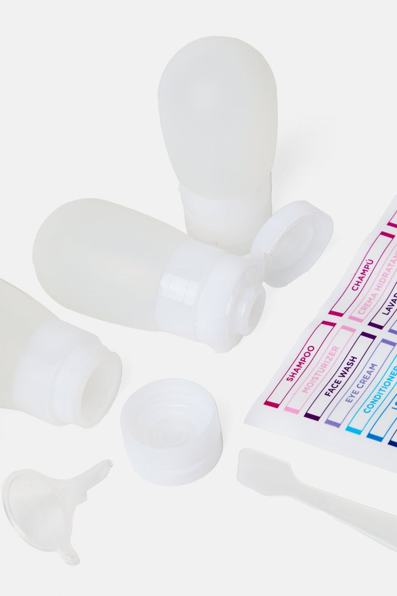 Miamica 4 Piece Silicone Travel Bottle Set, White - Image 4