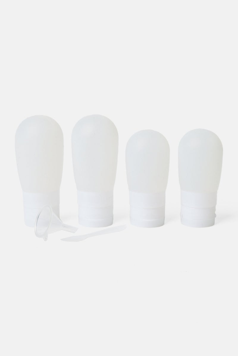 Miamica 4 Piece Silicone Travel Bottle Set, White - Image 2