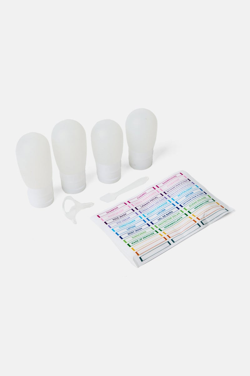 Miamica 4 Piece Silicone Travel Bottle Set, White - Image 3