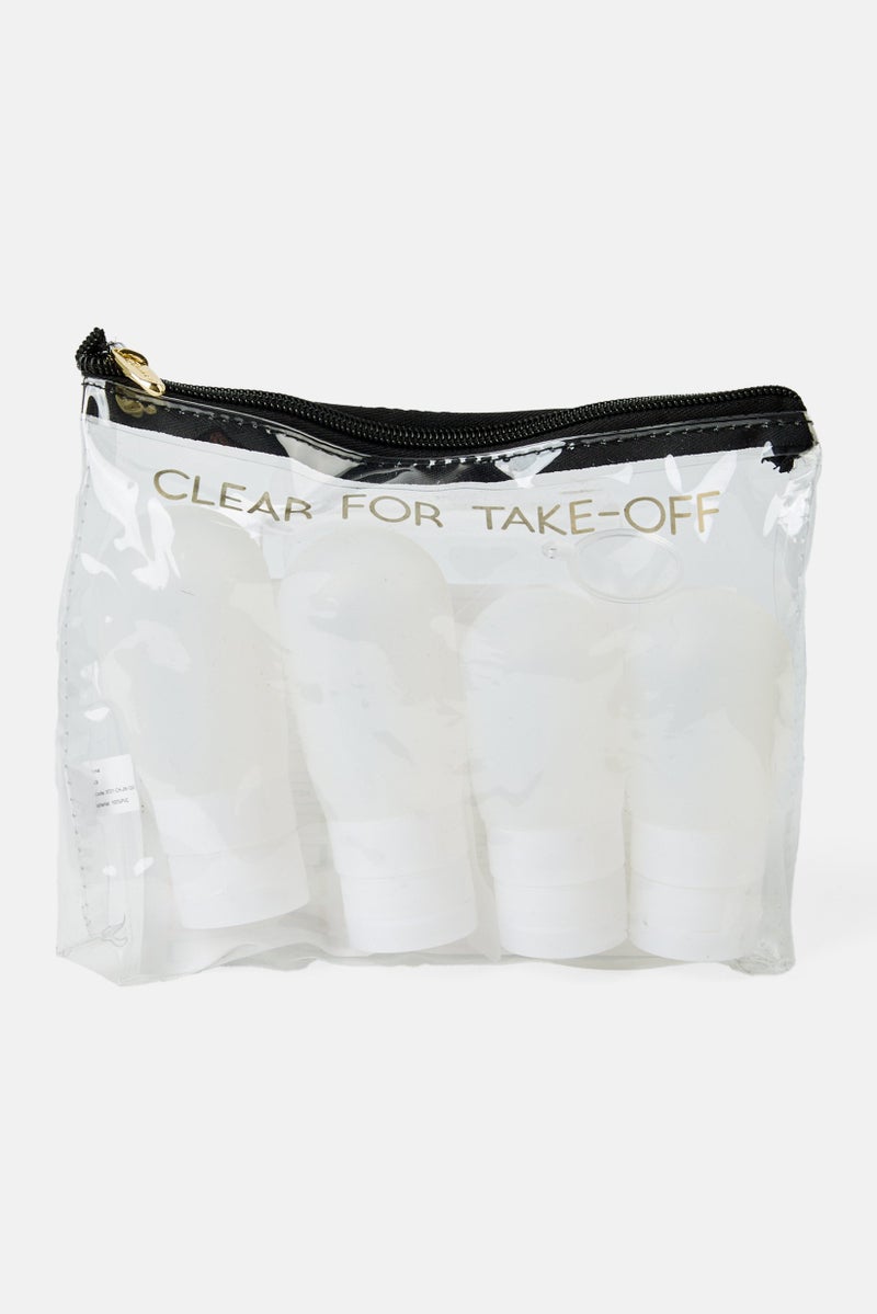 Miamica 4 Piece Silicone Travel Bottle Set, White - Image 1