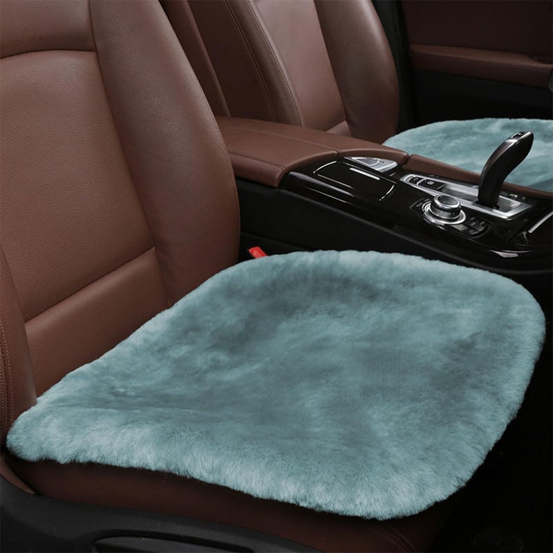 LHDOS Sheepskin Car Seat Cushion, Soft Comfort Winter Driver Seat Cover, Fluffy Faux Fur Front Seat Pad, Car Seat Protector Pad for Office Chair, Universal Interior Accessory for Car SUV Truck (Grey) - Image 1