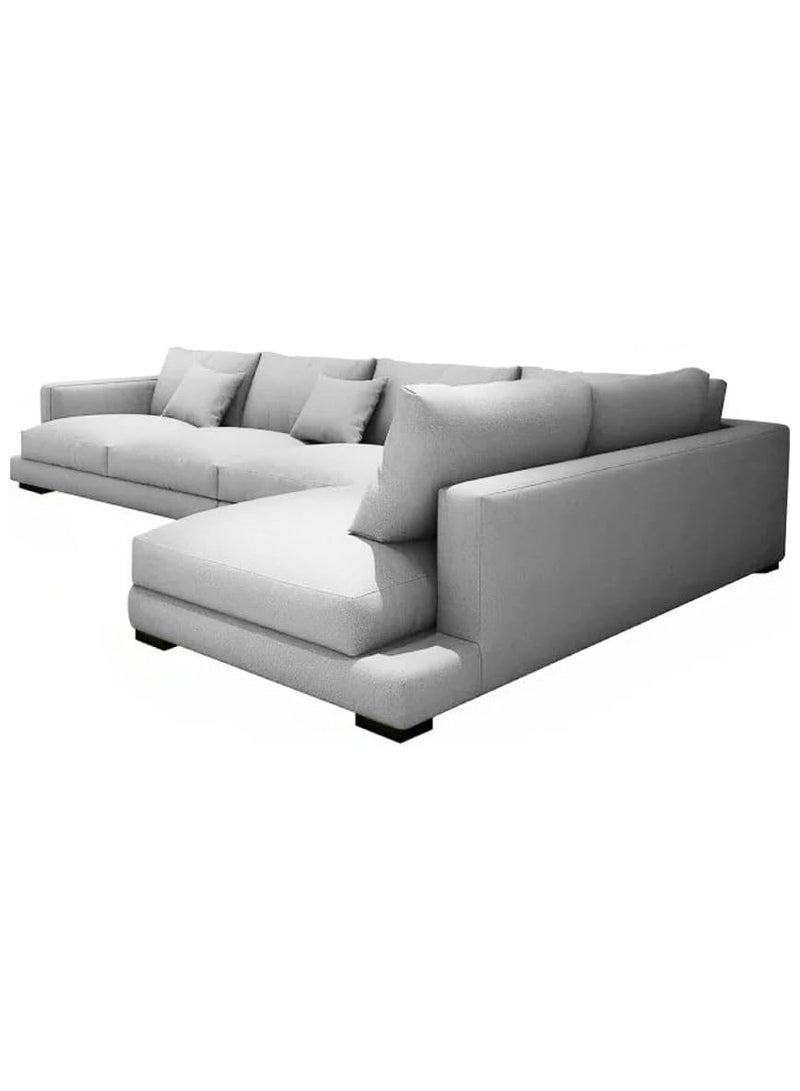 Mardod Saudi L-Shaped Corner Sofa Made Of Natural Swedish Wood With Linen Fabric - Gray - ELE122 - Image 3