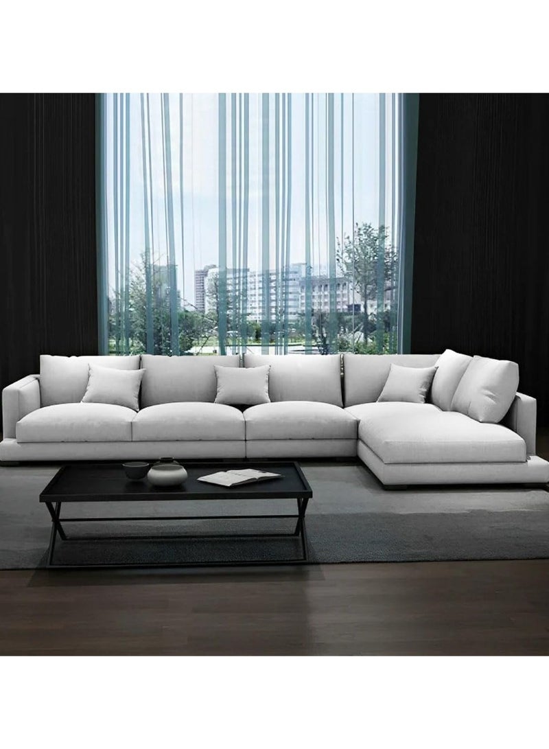 Mardod Saudi L-Shaped Corner Sofa Made Of Natural Swedish Wood With Linen Fabric - Gray - ELE122 - Image 2
