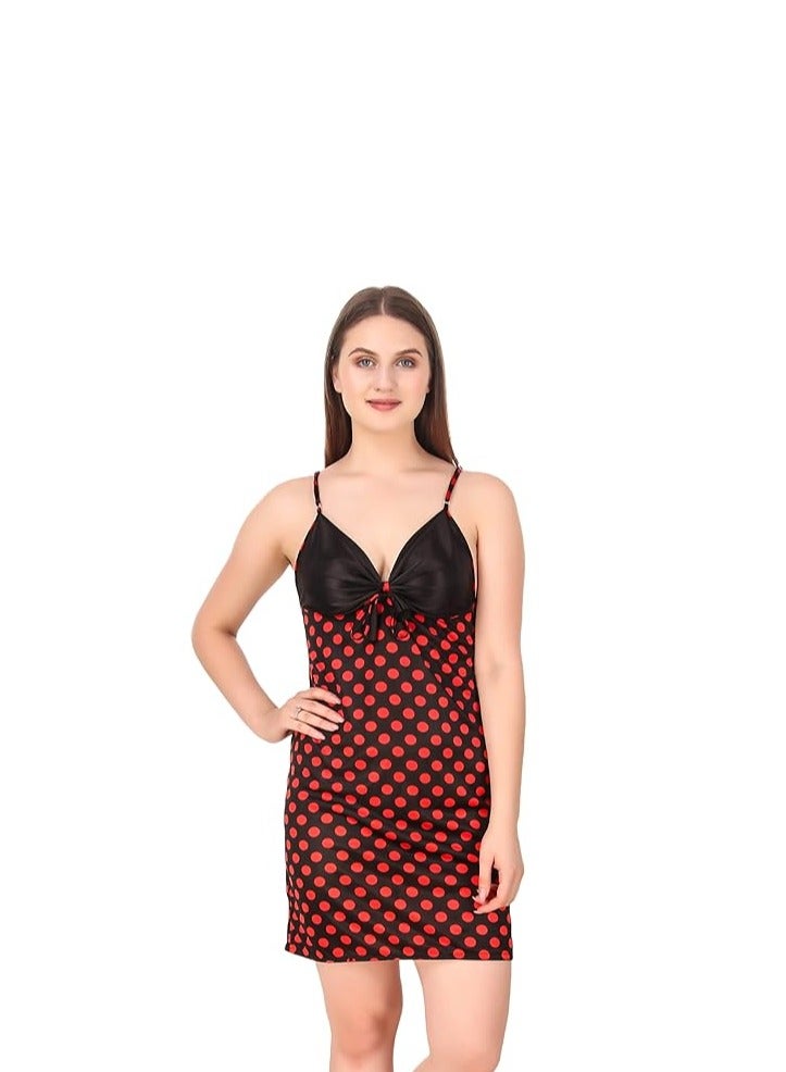 Accessorize Kingdom Women's Satin Polka Dots Night Wear (Size - Free Size)  - Image 1