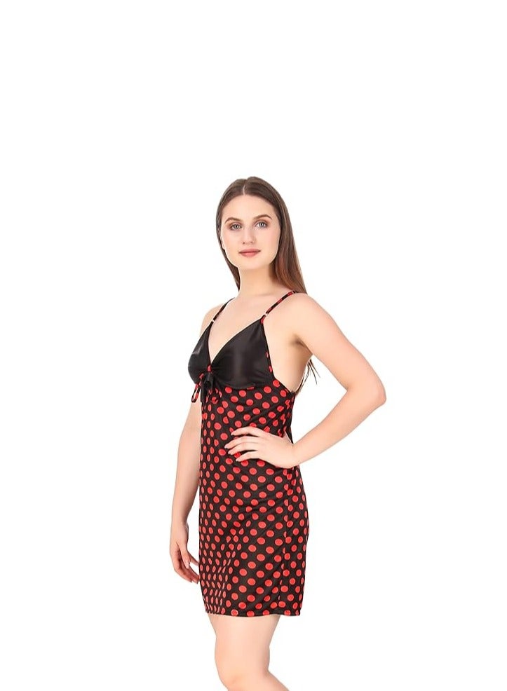 Accessorize Kingdom Women's Satin Polka Dots Night Wear (Size - Free Size)  - Image 2