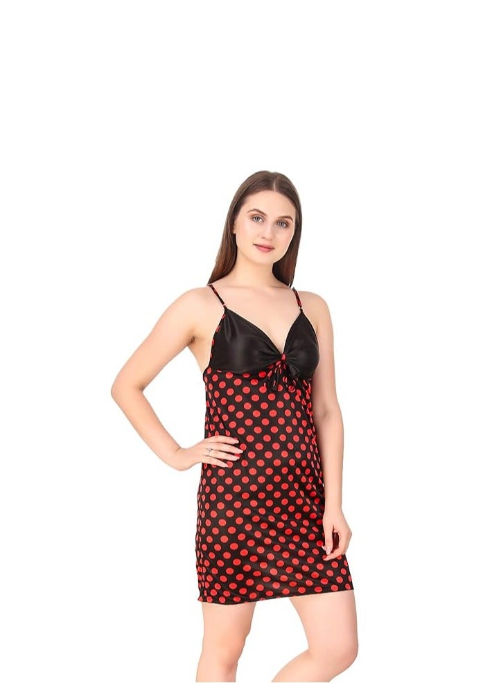 Accessorize Kingdom Women's Satin Polka Dots Night Wear (Size - Free Size)  - Image 3