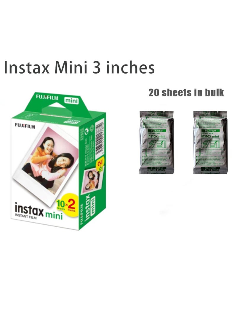 فوجي فيلم 20 ورقة بكميات كبيرة ، Instax-Mini ، 3 بوصات ورق صور أبيض عريض  - Image 1