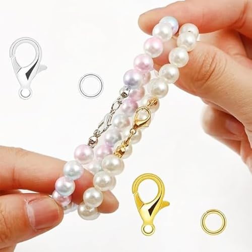 VIGHNESHWAR Traders DIY Crafts Alloy Lobster Claw Clasps with Open Jump RingsNecklace Fasteners Hook for DIY Jewelry Making Accessories Silver Golden 40 Pcs Lobster 40 pcs Jump Ring - Image 2