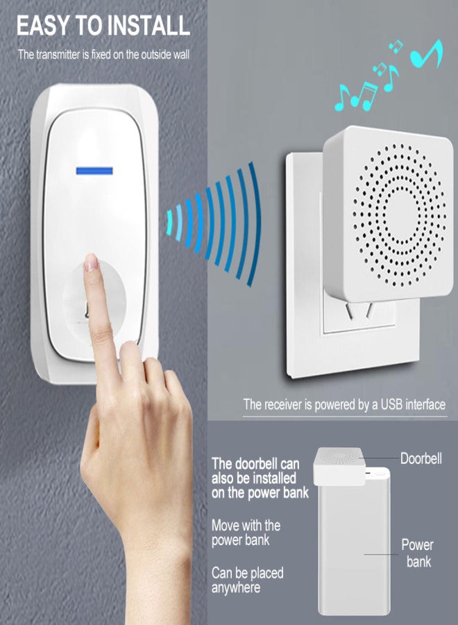 Wireless Doorbell Waterproof Door Bell with 38 Melodies to Choose Adjustable Volume - Image 3