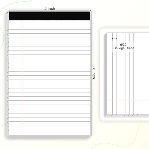 AILZFEI 12pcs Small Note Pad 5x8 College Ruled White Legal Pads Paper Notepads 12 Pack Study Back Writing Pads 5 x 8 Legal Pads Perforated Narrow Ruled Pads of Paper White - Image 2