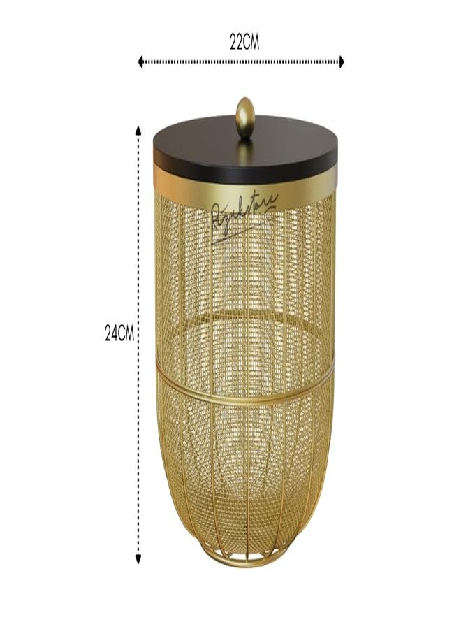 RIZIK STORE® Modern Metal Fruit Basket/Bowl with Lid – Perfect for Fruits, Vegetables, and Home Décor, Durable Design, 22x24cm (Gold) - Image 4