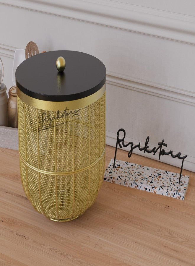 RIZIK STORE® Modern Metal Fruit Basket/Bowl with Lid – Perfect for Fruits, Vegetables, and Home Décor, Durable Design, 22x24cm (Gold) - Image 2