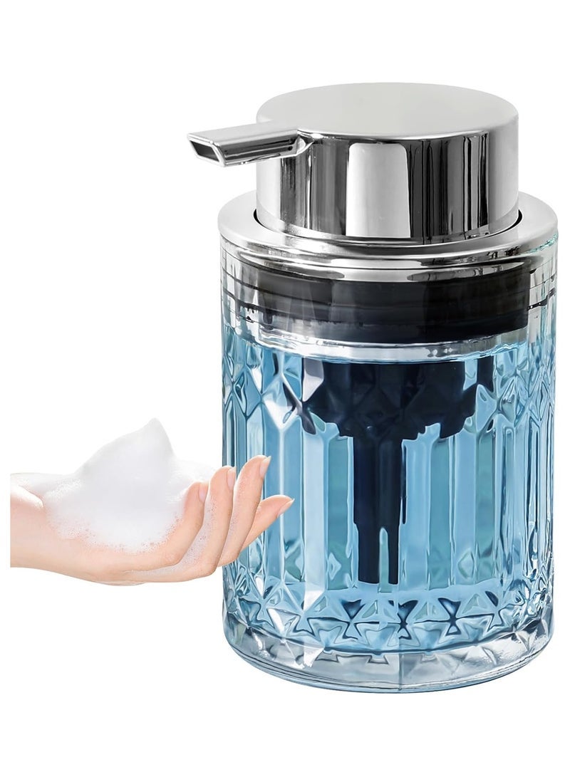 Foaming Soap Dispenser Clear Glass Foam Hand Soap Dispenser for Bathroom Refillable 7.8 Fl Oz Foamy Pump Bottle - Image 1