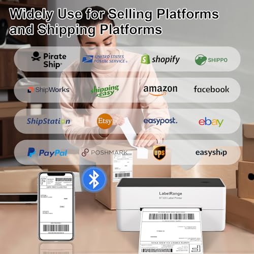 LabelRange Ecommerce Label Printer 4x6, Thermal Shipping Label Printer, Support Amazon, Ebay, USPS, Pirate Ship, Bluetooth and USB Connection - Image 5