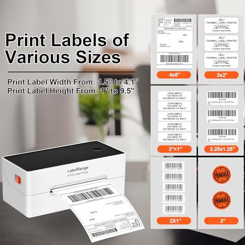 LabelRange Ecommerce Label Printer 4x6, Thermal Shipping Label Printer, Support Amazon, Ebay, USPS, Pirate Ship, Bluetooth and USB Connection - Image 4